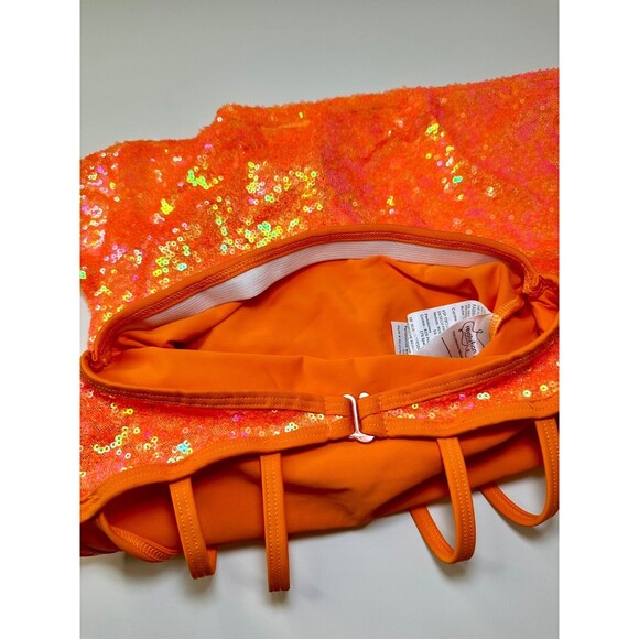 Revolution Dancewear Play That Song RC25762 Neon Orange Sequin Dress L Halloween - Picture 11 of 14